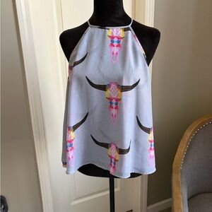 Show Me Your MuMu Multicolor Bull Print Halter Top